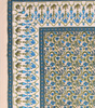 Handmade Cotton Bedsheet with Pillow Covers – Traditional Indian Floral Block Print, King Size Bedspread – Blue & Yellow Ethnic Bedding (BLACKLUXE CRAFTS) - BLACKLUXECRAFTS