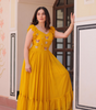 Handmade Mustard Yellow Maxi Dress – Ethnic Indian Embroidered Butterfly Gown | Boho Party Wear Long Dress for Women (BLACKLUXE CRAFTS) - BLACKLUXECRAFTS