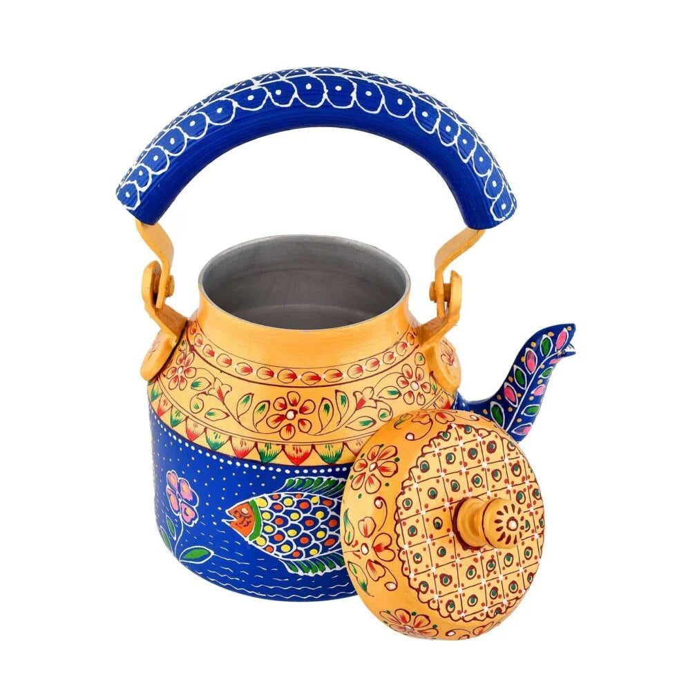 Hand-Painted Aluminium Tea Kettle – 750 ml for kitchen décor Home Décor , Tea Party Serving (BLACK LUXE CRAFTS) - BLACKLUXECRAFTS