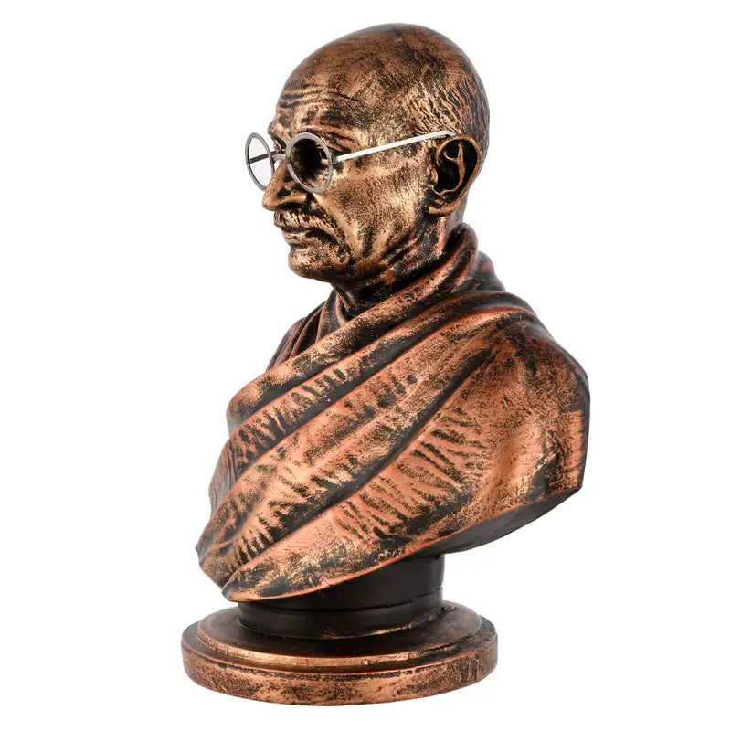 Handmade Mahatma Gandhi Bust Statue | Indian Brass Finish Figurine | Inspirational Freedom Leader Idol for Home Office & Collectible Gift (BLACKLUXE CRAFTS) - BLACKLUXECRAFTS