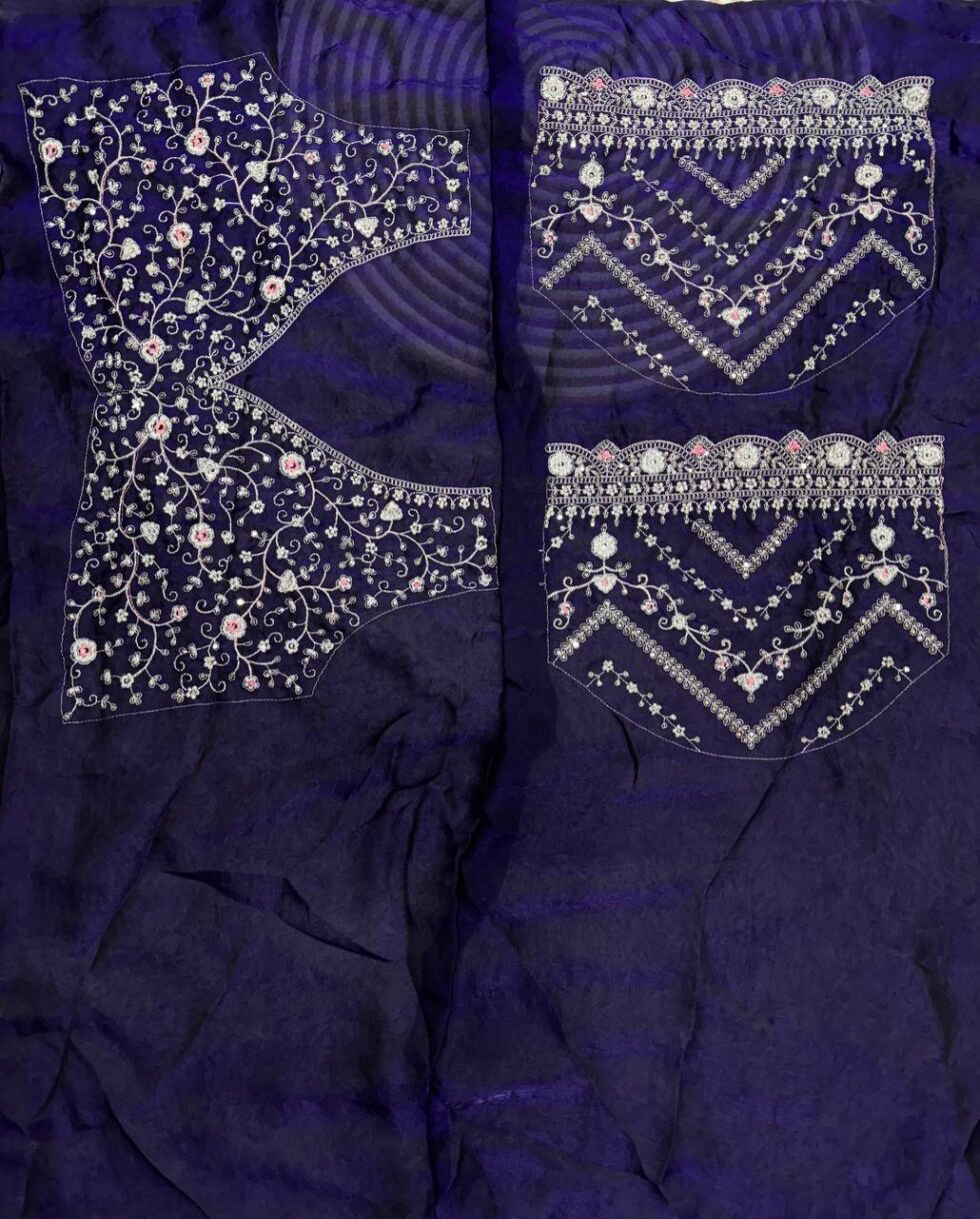 Handmade Indian Navy Blue Embroidered Salwar Sarees | Traditional Ethnic Anarkali Dress with Dupatta – Wedding & Party Wear (BLACKLUXE CRAFTS)