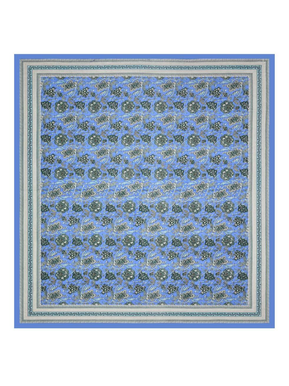 Handmade Cotton Bedsheet with Pillow Covers – Blue Floral Block Print King Size Bedspread from India (BLACKLUXE CRAFTS) - BLACKLUXECRAFTS