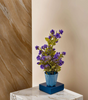 Handmade Artificial Purple Flower Plant in Blue Pot – Realistic Home & Office Table Decor | Eco-Friendly Craft from India (BLACKLUXE CRAFTS)