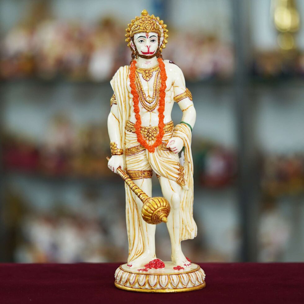 Lord Hanuman Idol with Gada – Decorative Bajrangbali Statue for Home Temple & Gifting  (BLACKLUXE CRAFTS) - BLACKLUXECRAFTS