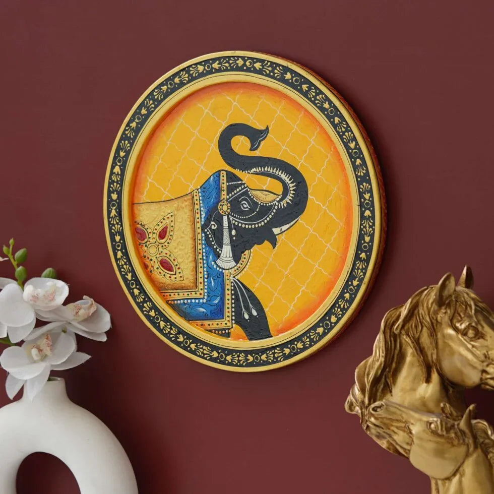 Unique Pichwai Elephant Painting for Home Decor , Colorful Pichwai Elephant Wall Art (BLACK LUXE CRAFTS) - BLACKLUXECRAFTS