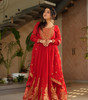 Handmade Red Embroidered Anarkali Gown with Dupatta – Indian Ethnic Party & Wedding Wear Dress for Women (BLACKLUXE CRAFTS)