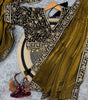 Women’s Luxe Olive-Gold Silk Saree with Heavily Embellished Blouse & Border – Ideal for Evening, Wedding & Reception Wear (BLACK LUXE CRAFTS) - BLACKLUXECRAFTS