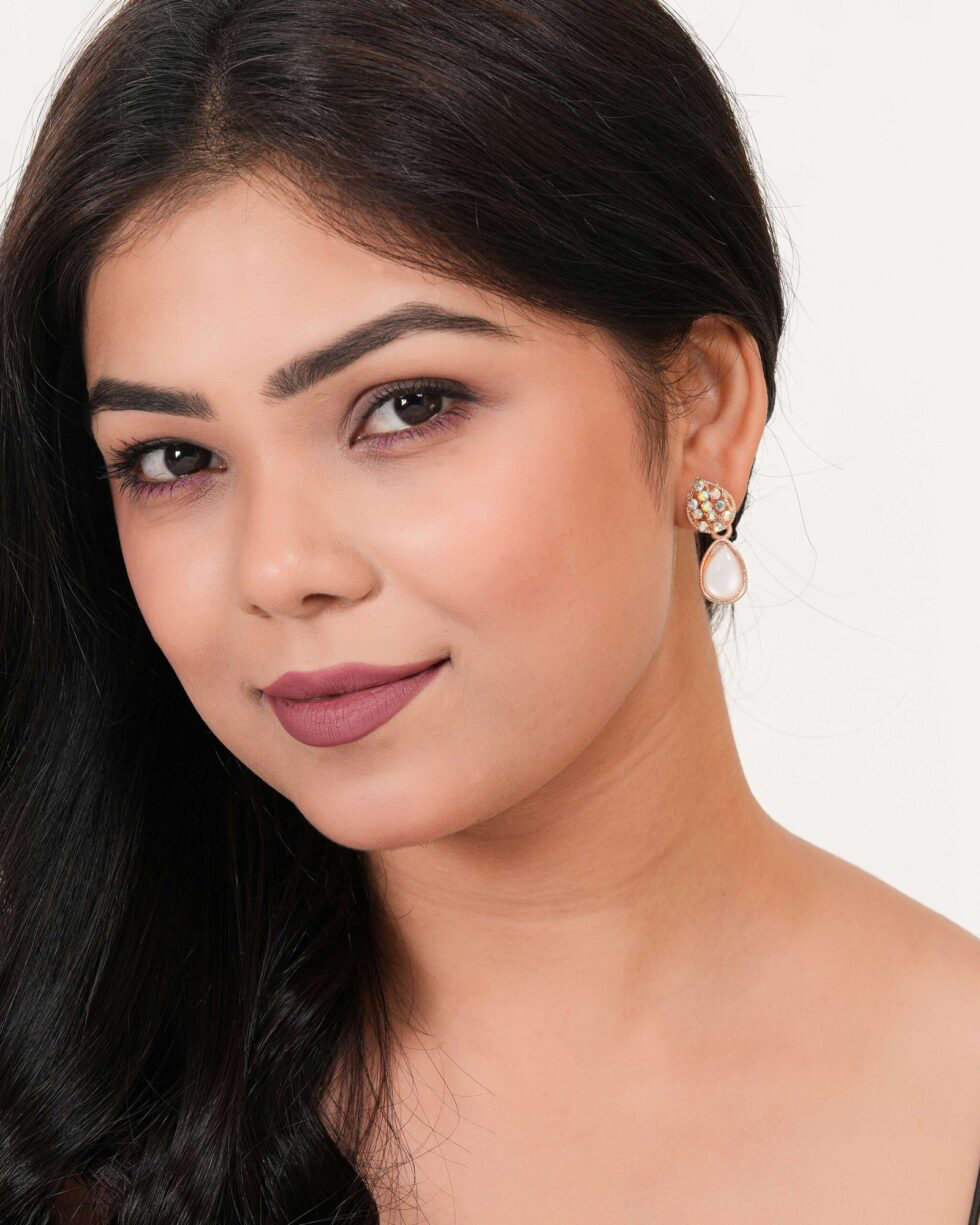 Rose Gold Crystal Drop Earrings Sparkling Teardrop Statement Earrings for Women (BLACKLUXE CRAFTS) - BLACKLUXECRAFTS