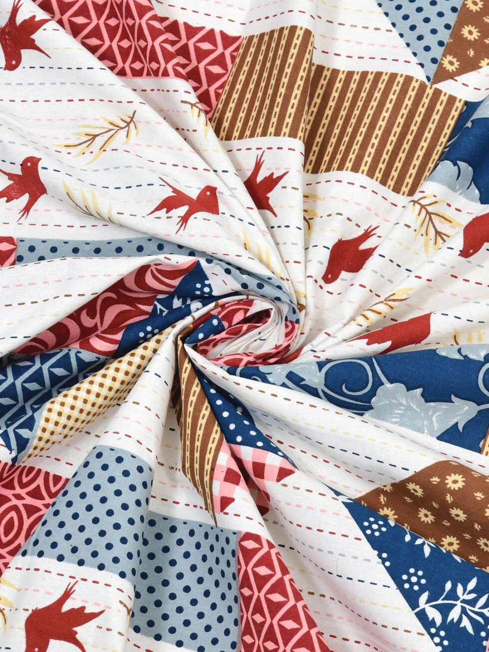 Handmade Cotton Patchwork Bedsheet with Pillow Covers – Boho Quilt Style Bedspread – Ethnic Indian Bedding for King/Queen Size – Lightweight & Breathable (BLACKLUXE CRAFTS) - BLACKLUXECRAFTS