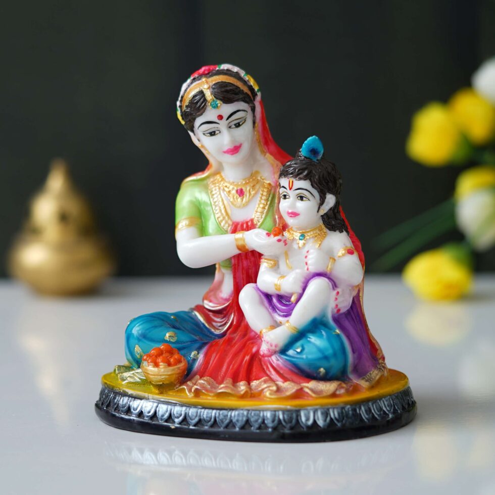 Mother Yashoda with Baby Krishna Idol | Hindu God Figurine | Spiritual Home Décor Gift (BLACKLUXE CRAFTS) - BLACKLUXECRAFTS