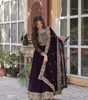 Handmade Purple Anarkali Gown with Heavy Golden Embroidery & Dupatta | Indian Ethnic Party Wear Dress | Artisan Crafted Outfit from India (BLACKLUXE CRAFTS)