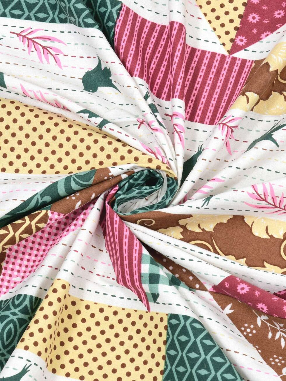 Handmade Cotton Patchwork Bedsheet with Pillow Covers | Indian Ethnic Quilted Design | King Size Bedspread for Global Home Décor (BLACKLUXE CRAFTS) - BLACKLUXECRAFTS