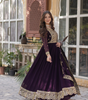 Handmade Purple Anarkali Gown with Heavy Golden Embroidery & Dupatta | Indian Ethnic Party Wear Dress | Artisan Crafted Outfit from India (BLACKLUXE CRAFTS)