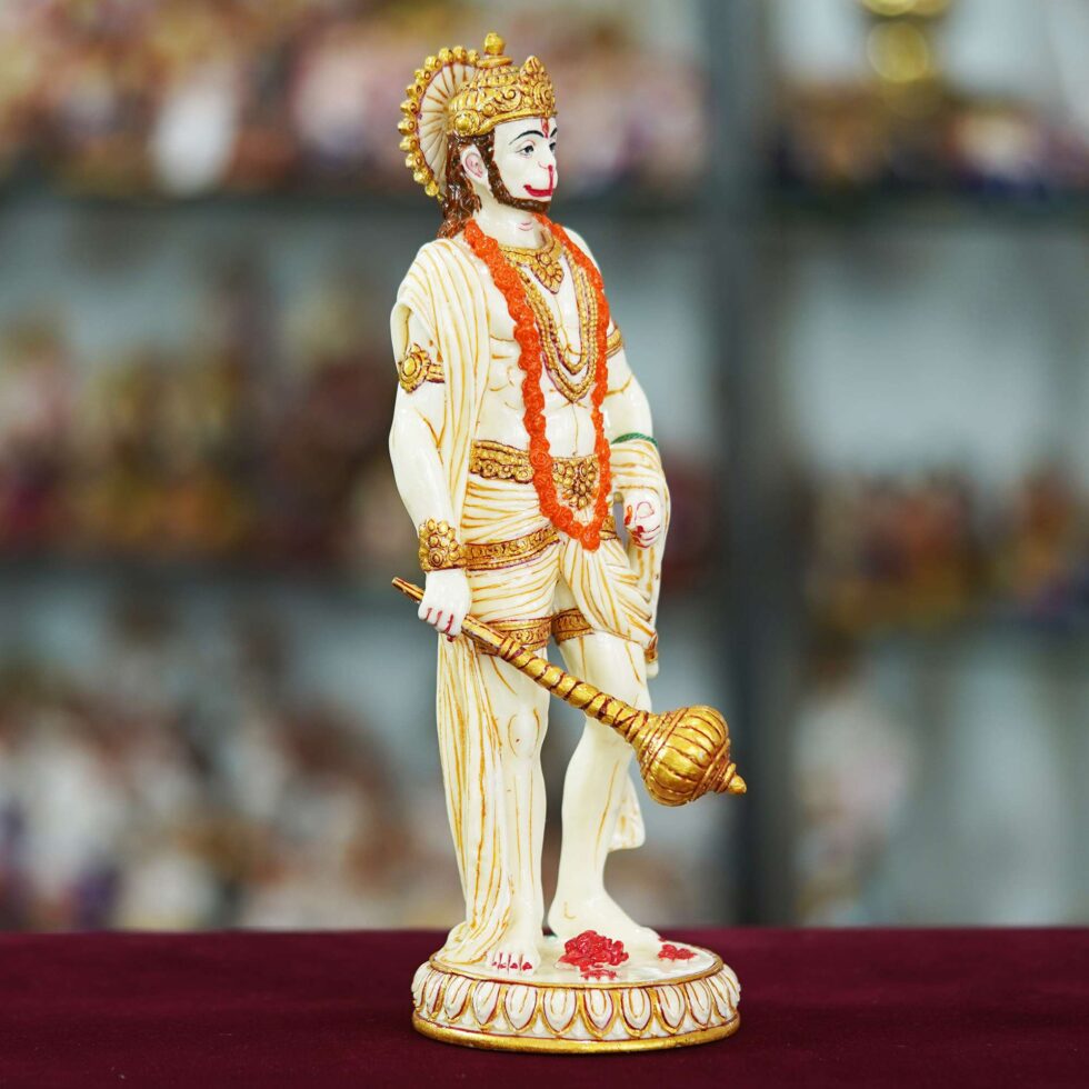 Lord Hanuman Idol with Gada – Decorative Bajrangbali Statue for Home Temple & Gifting  (BLACKLUXE CRAFTS) - BLACKLUXECRAFTS