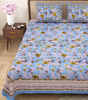 Handmade Blue Floral Cotton Bedsheet with Pillow Covers – Indian Block Print King Size Bedspread | Soft Ethnic Bedding from India (BLACKLUXE CRAFTS) - BLACKLUXECRAFTS