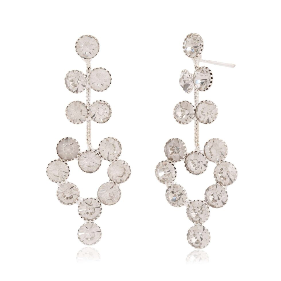 Luxury Silver Crystal Drop Earrings for Women Elegant Long Statement Dangle Earrings for Parties & Weddings (BLACKLUXE CRAFTS) - BLACKLUXECRAFTS