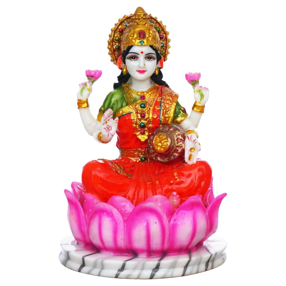 Goddess Lakshmi Idol on Lotus | Hindu Goddess of Wealth Statue | Spiritual Home Décor Gift (BLACKLUXE CRAFTS) - BLACKLUXECRAFTS
