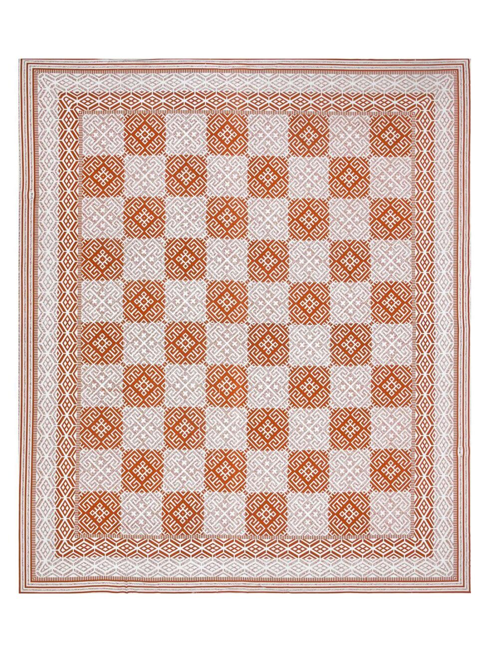 Handmade Cotton Block Print Bed Sheet with Pillow Covers – Rust & White Geometric Jaipuri King Size Bedsheet – Ethnic Indian Bedding Set (BLACKLUXE CRAFTS) - BLACKLUXECRAFTS