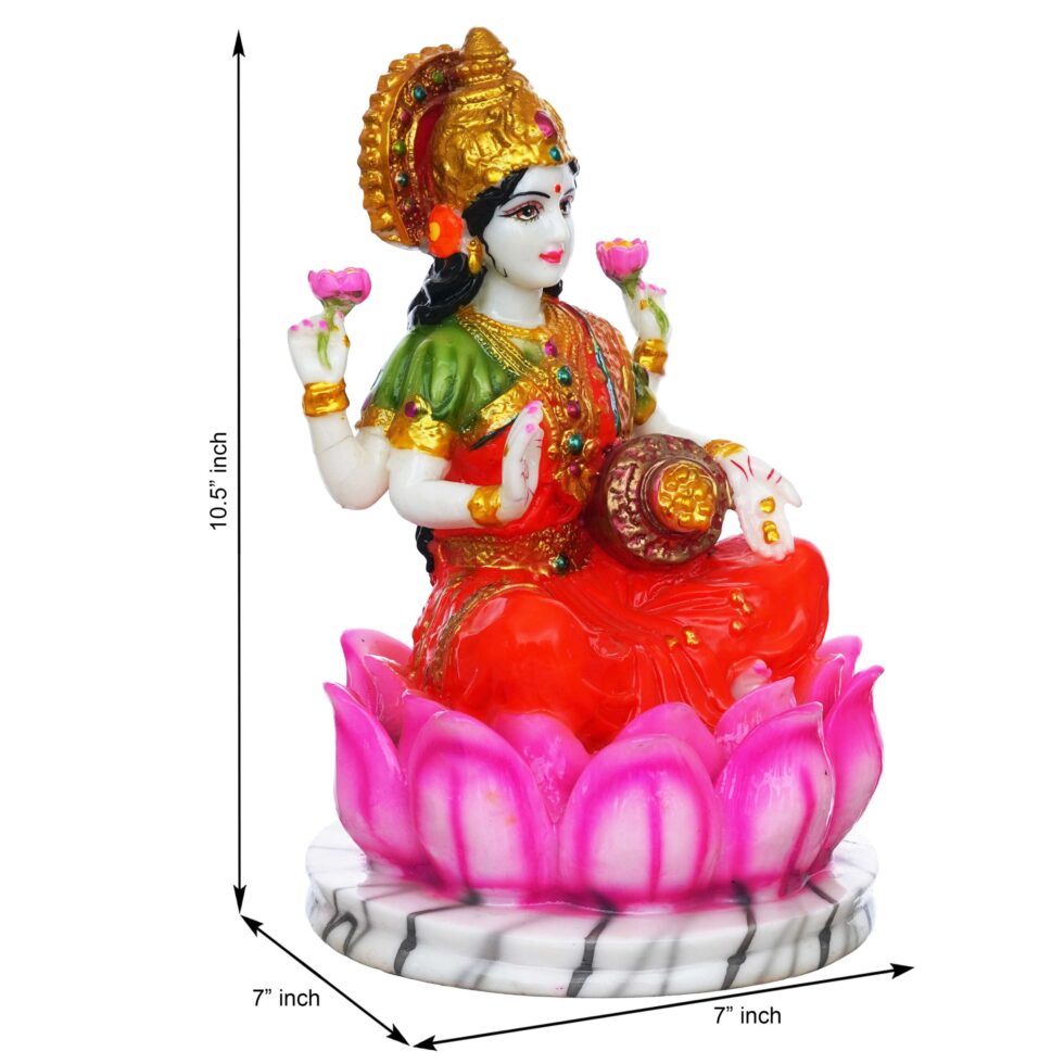 Goddess Lakshmi Idol on Lotus | Hindu Goddess of Wealth Statue | Spiritual Home Décor Gift (BLACKLUXE CRAFTS) - BLACKLUXECRAFTS