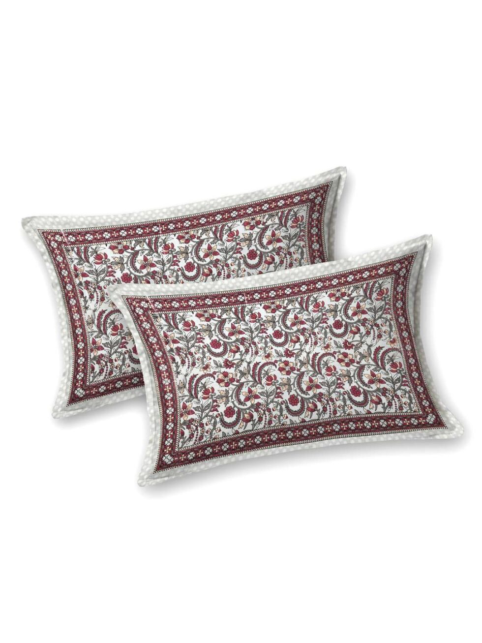 Handmade Cotton Bedsheet Set with Pillow Covers – Traditional Floral Block Print | King Size Bedspread | Ethically Made in India (BLACKLUXE CRAFTS) - BLACKLUXECRAFTS