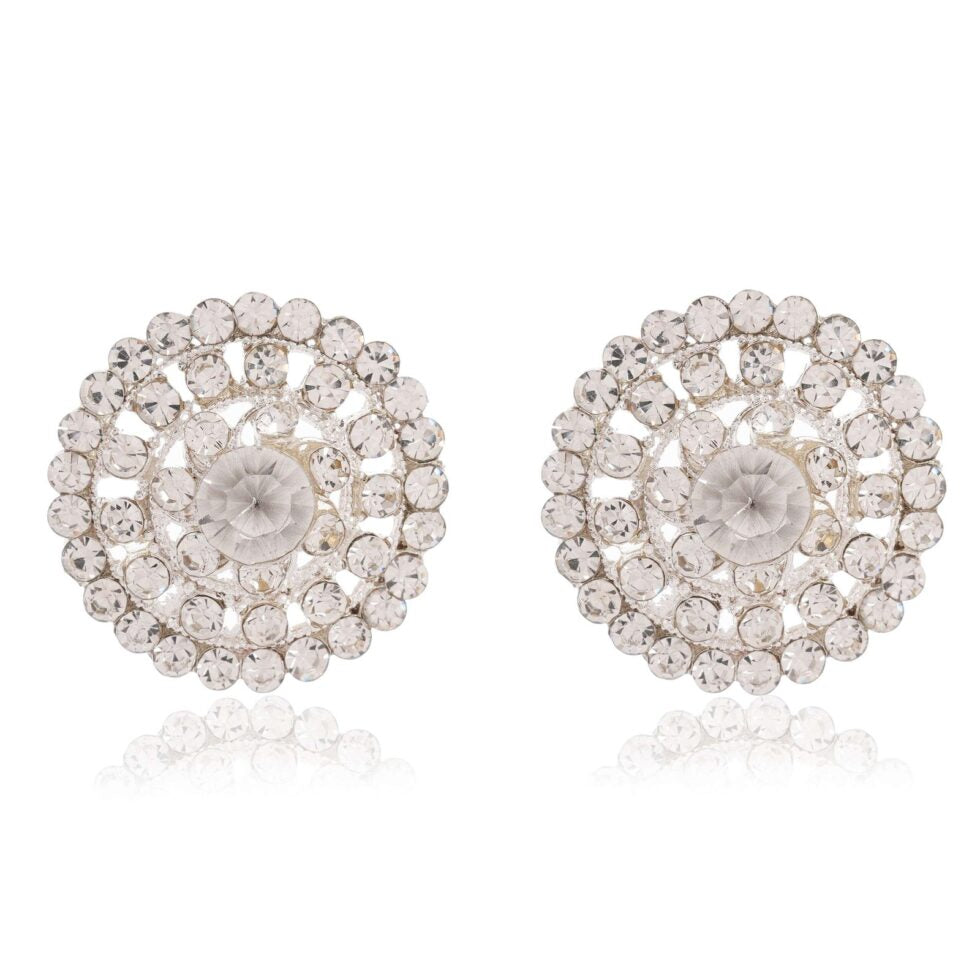 Luxury Crystal Round Stud Earrings for Women – Sparkling Rhinestone Statement Ear Jewelry, Elegant Party & Wedding Accessories (BLACKLUXE CRAFTS) - BLACKLUXECRAFTS