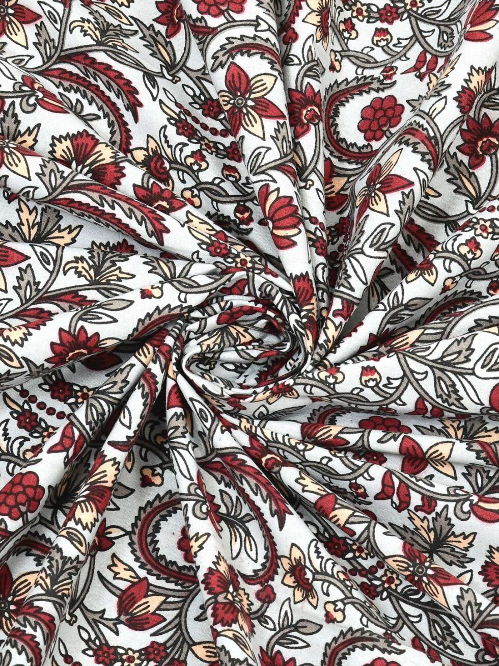 Handmade Cotton Bedsheet Set with Pillow Covers – Traditional Floral Block Print | King Size Bedspread | Ethically Made in India (BLACKLUXE CRAFTS) - BLACKLUXECRAFTS