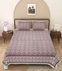 Handmade Indian Cotton Bedsheet with Pillow Covers – Floral Block Print Double Bedspread – Ethnic Boho Bedding from India (BLACKLUXE CRAFTS) - BLACKLUXECRAFTS