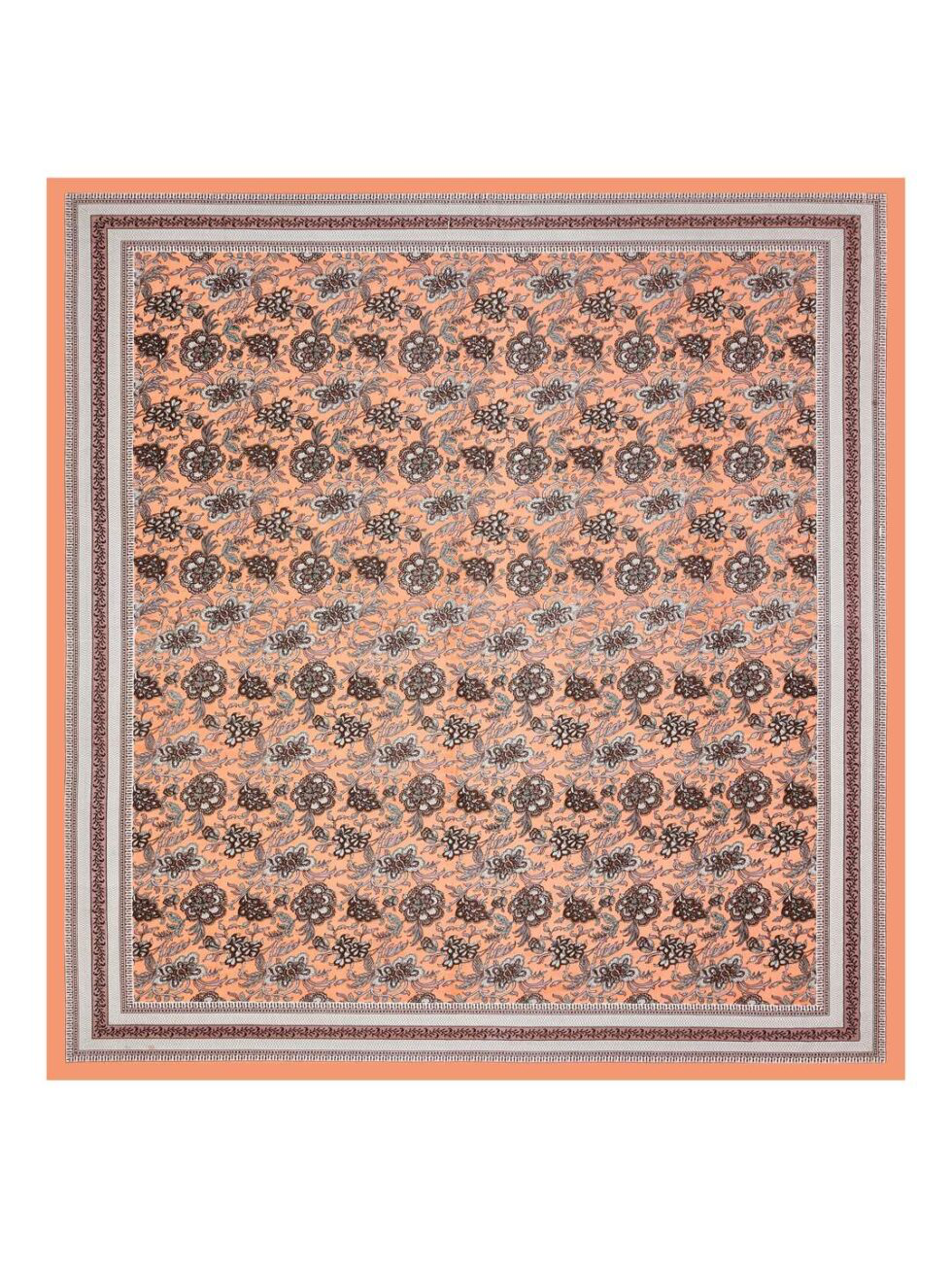 Handmade Peach Floral Cotton Bedsheet with Pillow Covers – Indian Block Print King Size Bedspread (BLACKLUXE CRAFTS) - BLACKLUXECRAFTS