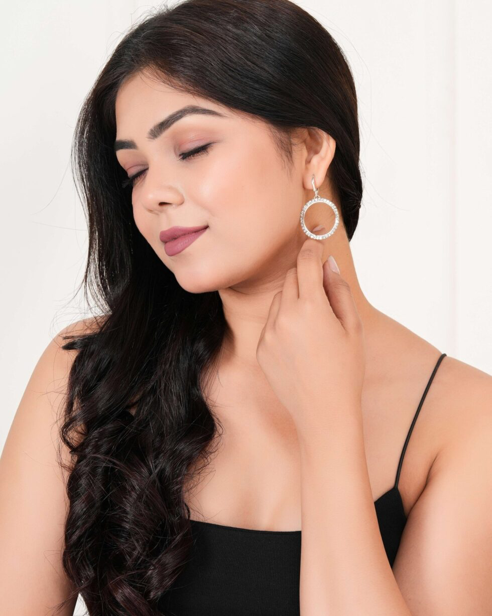 Elegant Crystal Hoop Earrings Sparkling Silver Rhinestone Circle Dangle Jewelry for Women (BLACKLUXE CRAFTS) - BLACKLUXECRAFTS