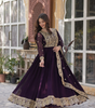 Handmade Purple Anarkali Gown with Heavy Golden Embroidery & Dupatta | Indian Ethnic Party Wear Dress | Artisan Crafted Outfit from India (BLACKLUXE CRAFTS)