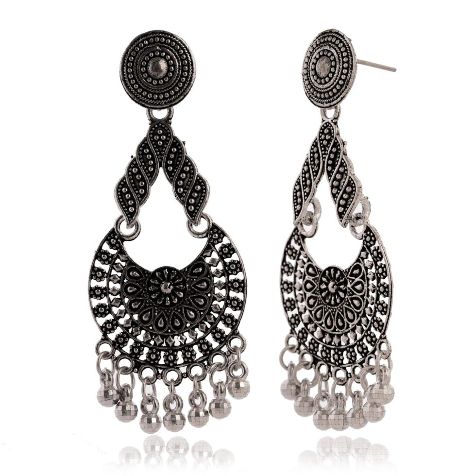 Vintage Oxidized Silver Boho Dangle Earrings for Women Ethnic Indian Tribal Jewelry (BLACKLUXE CRAFTS) - BLACKLUXECRAFTS