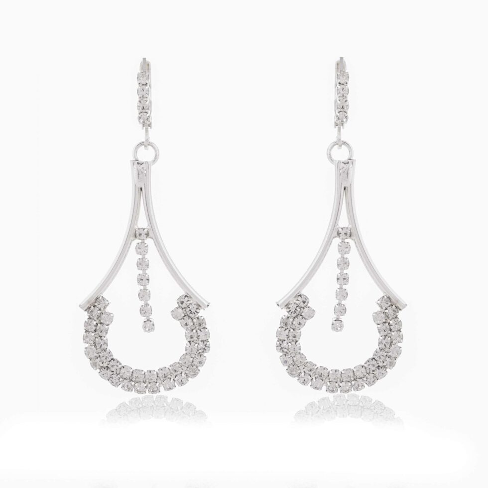 Silver Crystal Drop Dangle Earrings Elegant Long Statement Earrings for Women (BLACKLUXE CRAFTS) - BLACKLUXECRAFTS