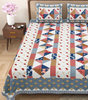 Handmade Cotton Patchwork Bedsheet with Pillow Covers – Boho Quilt Style Bedspread – Ethnic Indian Bedding for King/Queen Size – Lightweight & Breathable (BLACKLUXE CRAFTS) - BLACKLUXECRAFTS
