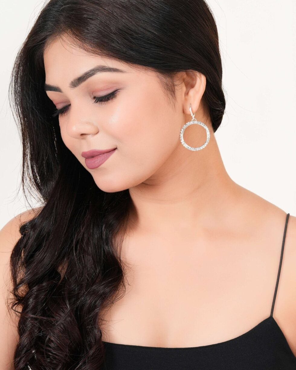 Elegant Crystal Hoop Earrings Sparkling Silver Rhinestone Circle Dangle Jewelry for Women (BLACKLUXE CRAFTS) - BLACKLUXECRAFTS