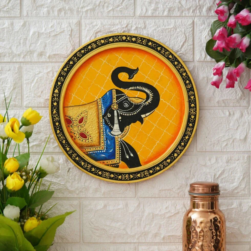 Unique Pichwai Elephant Painting for Home Decor , Colorful Pichwai Elephant Wall Art (BLACK LUXE CRAFTS) - BLACKLUXECRAFTS