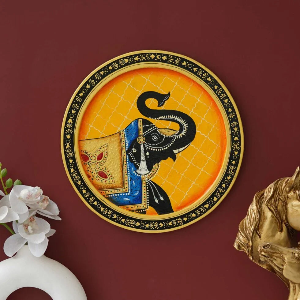 Unique Pichwai Elephant Painting for Home Decor , Colorful Pichwai Elephant Wall Art (BLACK LUXE CRAFTS) - BLACKLUXECRAFTS