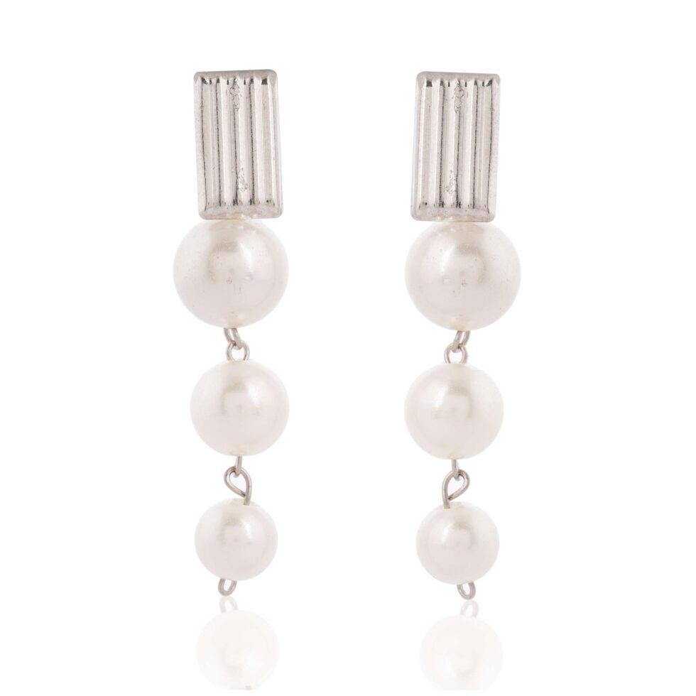 Elegant Triple Pearl Drop Earrings Minimalist Long Dangle Earrings for Women (BLACKLUXE CRAFTS) - BLACKLUXECRAFTS