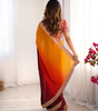 Handmade Designer Ombre Saree in Red & Yellow – Indian Traditional Wedding & Party Wear – Handcrafted Ethnic Saree for Women (BLACKLUXE CRAFTS)
