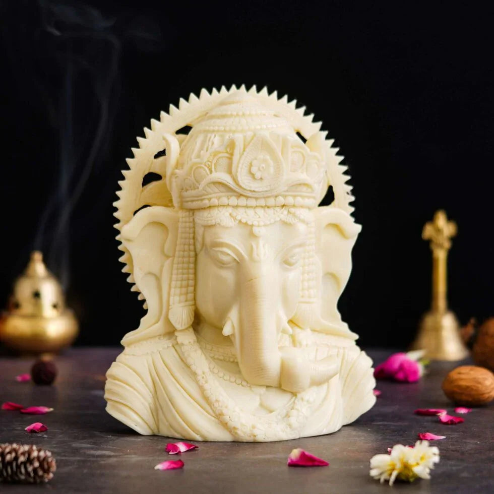 Marble Ganesh ji Statue Idol Murti for Home Decor (BLACK LUXE CRAFTS) - BLACKLUXECRAFTS