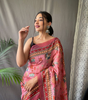 Handmade Pink Saree with Traditional Indian Block Print – Pure Cotton Ethnic Sari for Women | Festival, Wedding & Party Wear (BLACKLUXE CRAFTS)