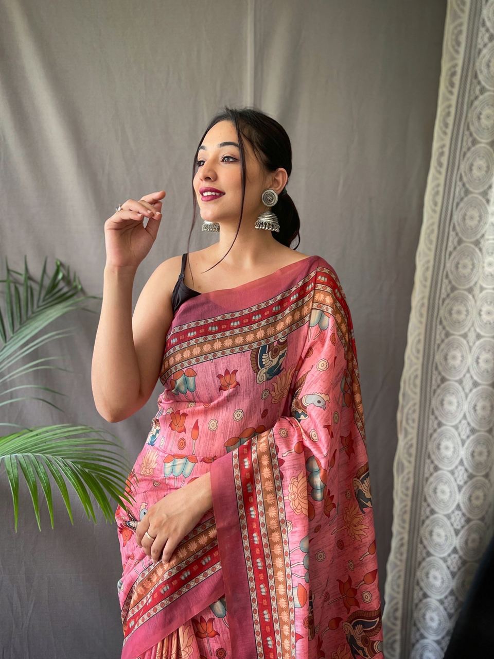 Handmade Pink Saree with Traditional Indian Block Print – Pure Cotton Ethnic Sari for Women | Festival, Wedding & Party Wear (BLACKLUXE CRAFTS)