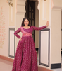 Handmade Indian Anarkali Maxi Dress – Maroon Silk Blend Gown with Gold Print | Long Ethnic Party Wear | Designer Women’s Outfit from India (BLACKLUXE CRAFTS)