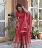 Handmade Red Anarkali Gown with Dupatta – Embroidered Indian Ethnic Dress for Women | Wedding & Party Wear Outfit from India (BLACKLUXE CRAFTS)