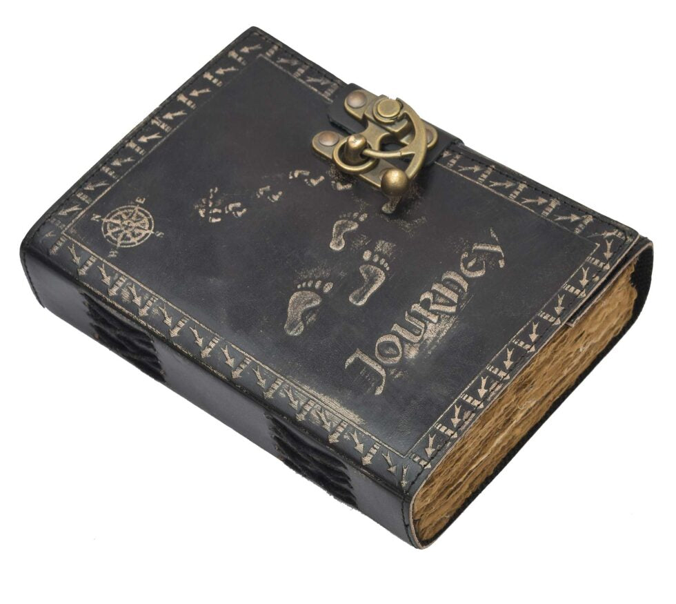 Journey Vintage Leather Notebook with Lock | Travel Journal Diary for Writing, Sketching & Adventure Notes (BLACKLUXE CRAFTS) - BLACKLUXECRAFTS