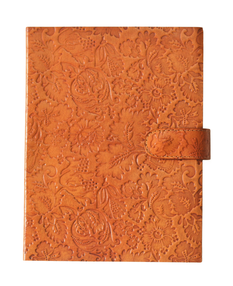 Vintage Brown Embossed Leather Journal Notebook with Strap Closure – Floral Design Writing Diary for Men & Women (BLACKLUXE CRAFTS) - BLACKLUXECRAFTS