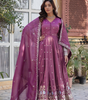 Handmade Designer Purple Anarkali Gown with Embroidered Dupatta | Indian Ethnic Wedding & Party Wear Dress for Women (BLACKLUXE CRAFTS)