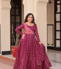 Handmade Indian Anarkali Maxi Dress – Maroon Silk Blend Gown with Gold Print | Long Ethnic Party Wear | Designer Women’s Outfit from India (BLACKLUXE CRAFTS)