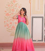 Women’s Ombre Anarkali Gown – Pink & Green Designer Ethnic Party Wear Dress (BLACKLUXE CRAFTS) - BLACKLUXECRAFTS