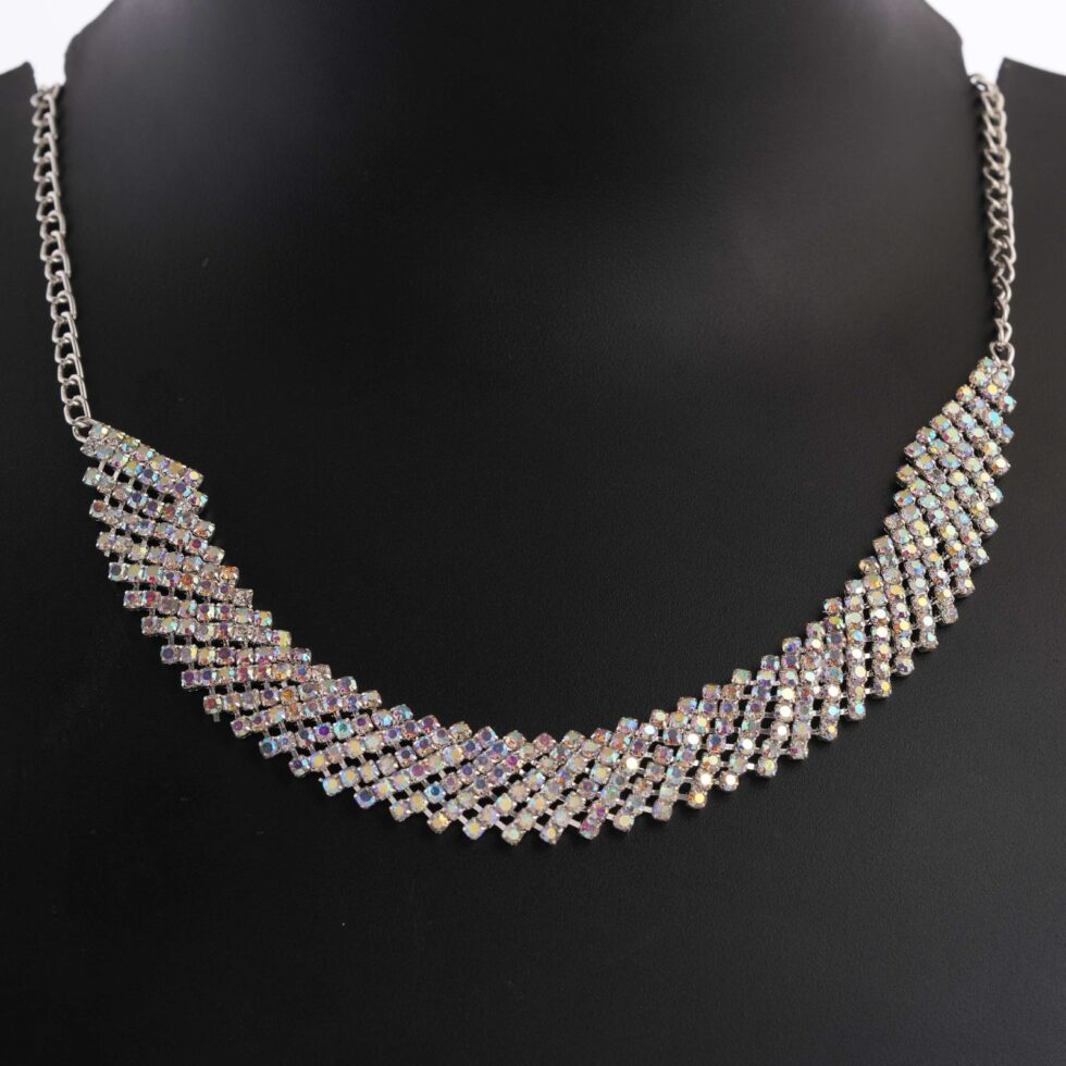 Luxury Silver Rhinestone Tassel Earrings and Choker Necklace Set Sparkling Bridal & Party Jewelry for Women (BLACKLUXE CRAFTS) - BLACKLUXECRAFTS