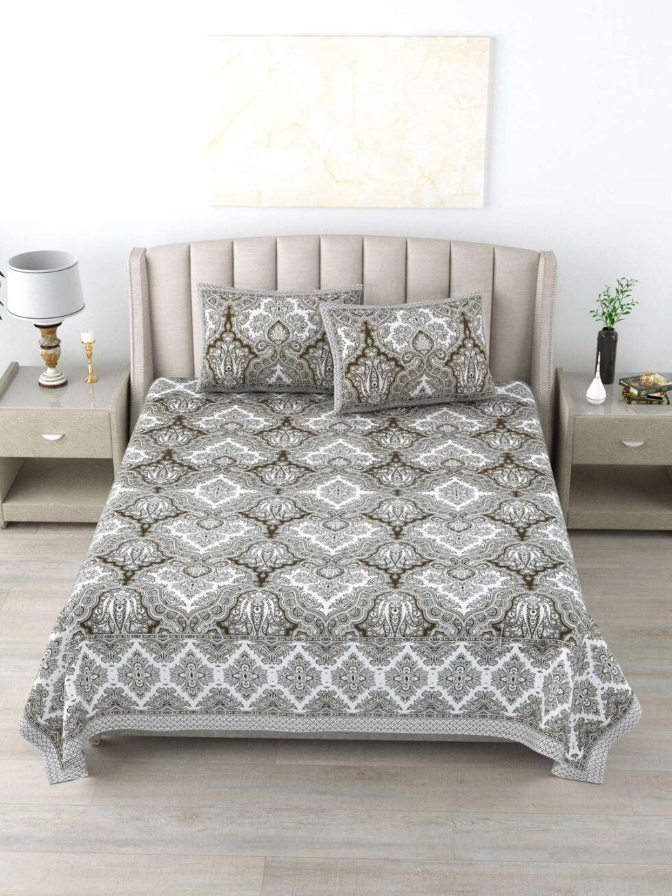 Handmade Cotton Bedsheet with Pillow Covers – Traditional Indian Block Print | King Size Bedspread for Home & Bedroom Decor (BLACKLUXE CRAFTS) - BLACKLUXECRAFTS